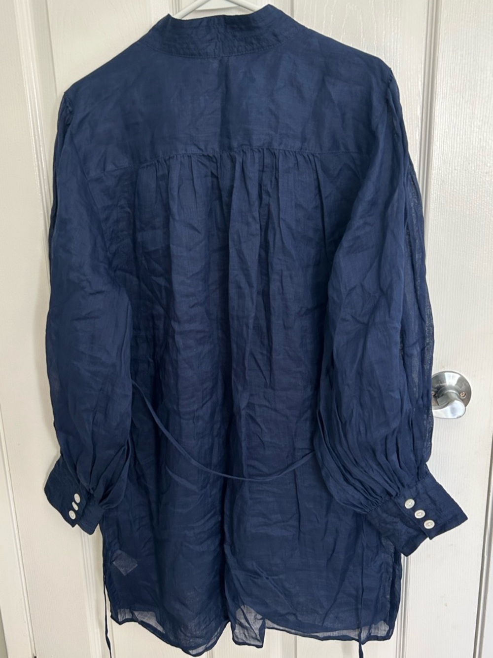 Banana Republic Ramie Popover Long-Sleeve Dress, Size Large. - Picture 4 of 6
